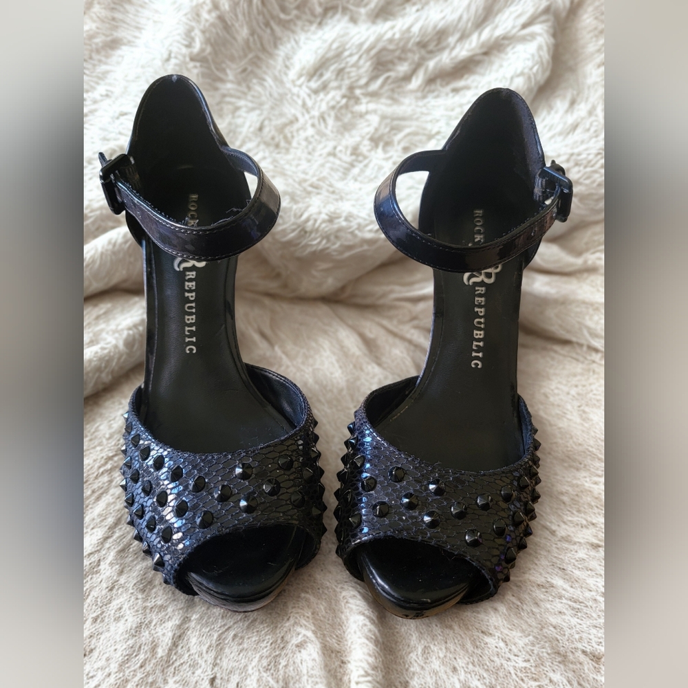 Rock & Republic Midnight Black Studded Heels
